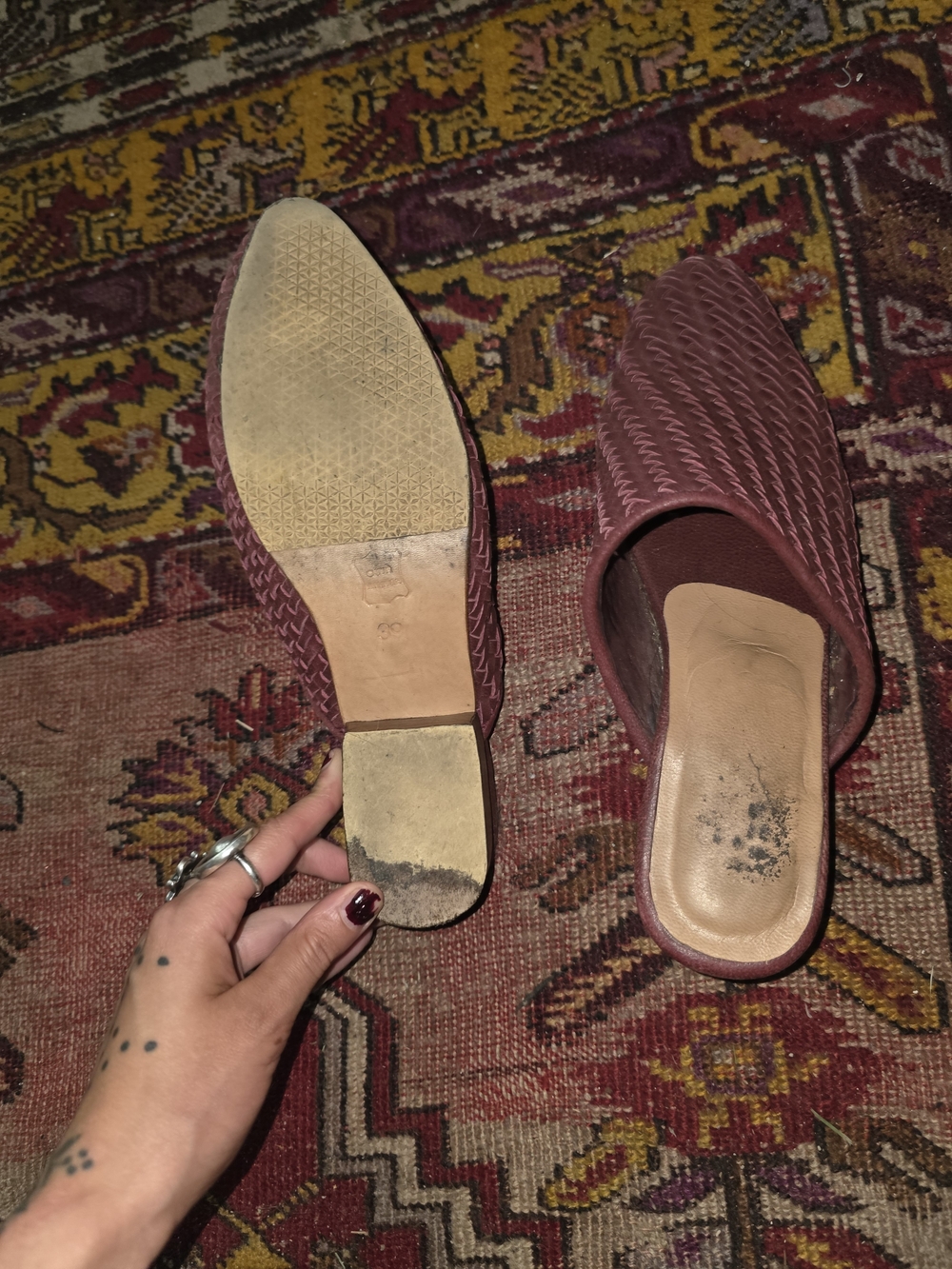Women's Woven Slip-On Mule in Burgundy - Picture 3 of 3